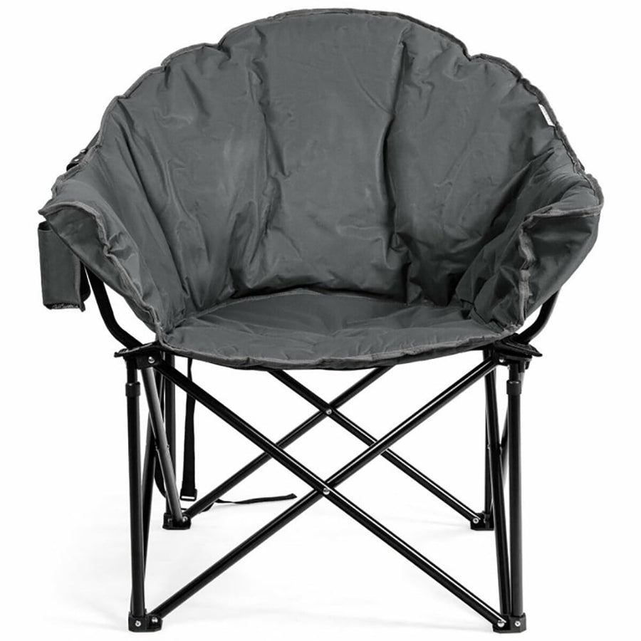 Hommoo Folding Camping Moon Padded Chair with Carrying Bag-Gray, Outdoor Camping Chairs for Adult Hiking Fishing Beach Image 1