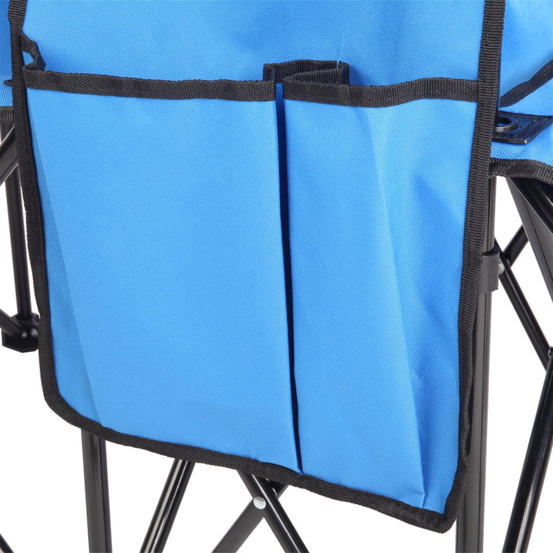 Hommoo 2pcs Portable Camping Folding Chair with Removable Anti-UV Umbrella and Carrying Bag, Blue Image 5