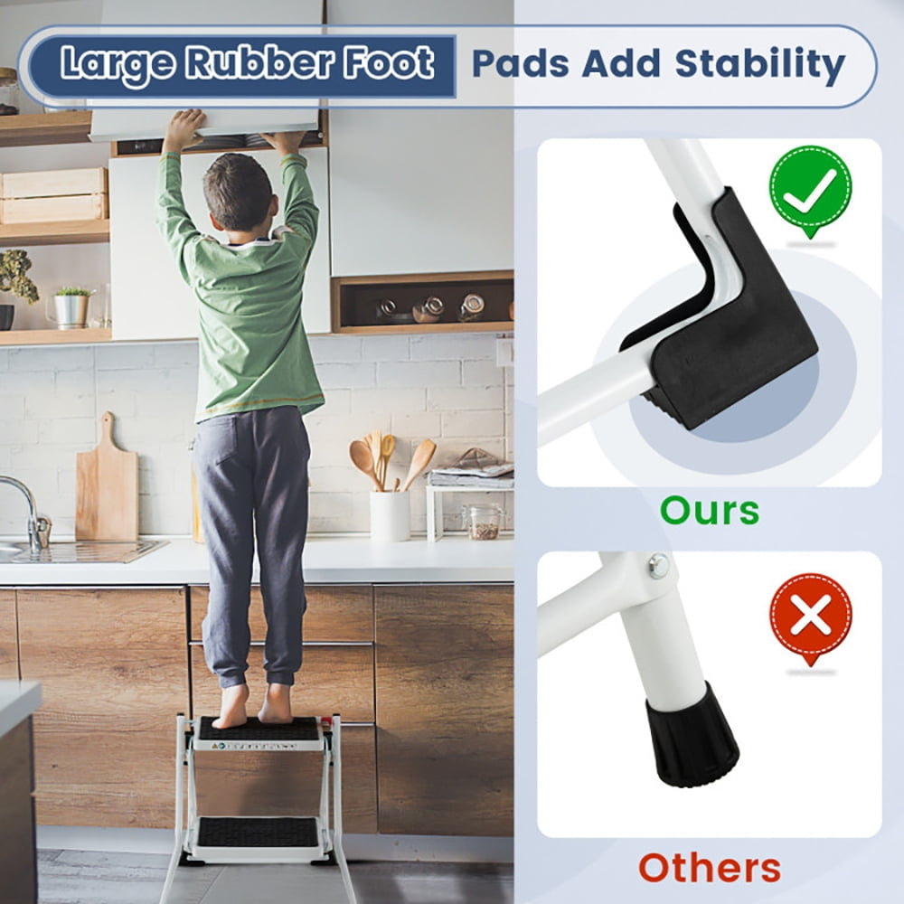 Hommoo Step Ladder, Folding Step Stool, Stepladders,Folding 2 Step Ladder wiht Anti-Slip Pedal and Large Foot Pads-Black Image 3