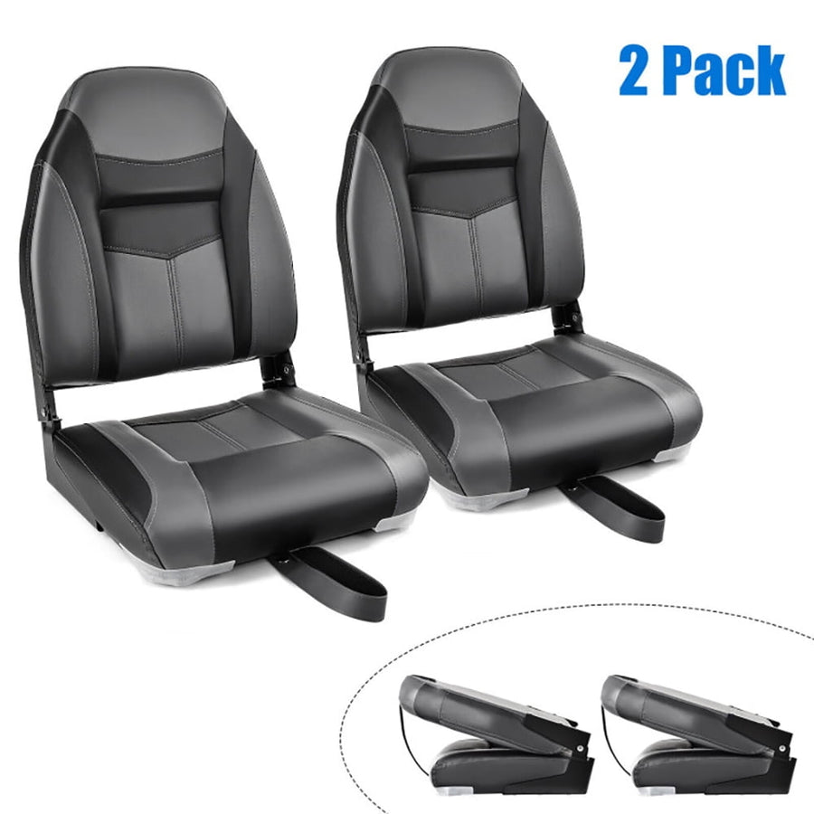 Hommoo Sightseeing Boat Seat, Speedboat Chair, Folding Boat Seats with Black Grey Sponge Cushion and Flexible Hinges-Set Image 1