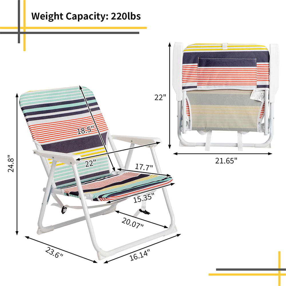 Hommoo Recliner, Folding Beach Sand Chair, Oxford Cloth Iron Outdoor Reclining Bungee Beach Chair, White Frame And Image 2