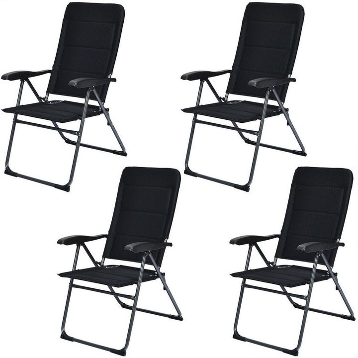 Hommoo Set of 4 Patio Folding Chairs with Adjustable Backrest-Black, Outdoor Dining Chair for Outside Patio Image 2