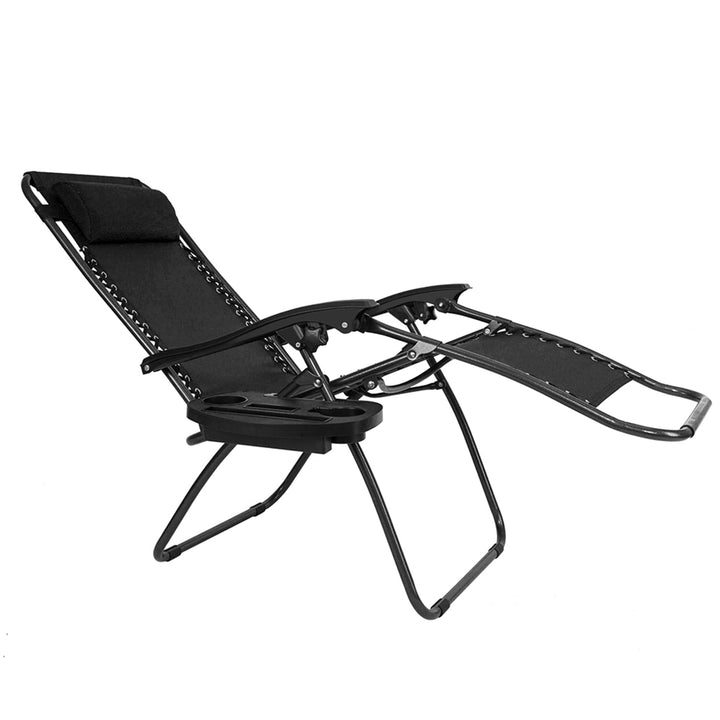 Hommoo 2 Pack Patio Zero Gravity Chair Outdoor Lounge Chair, Adjustable Folding Chairs with Pillow and Utility Tray, Image 2