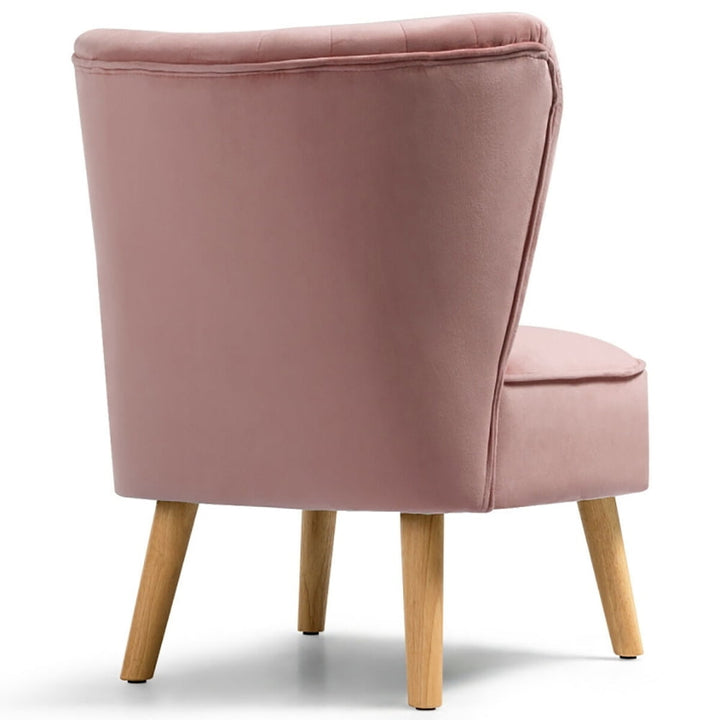 Hommoo Armless Accent Chair, Wingback Sofa Chair,Reading Chair,Modern Armless Velvet Accent Chair with Wood Legs-Pink Image 3