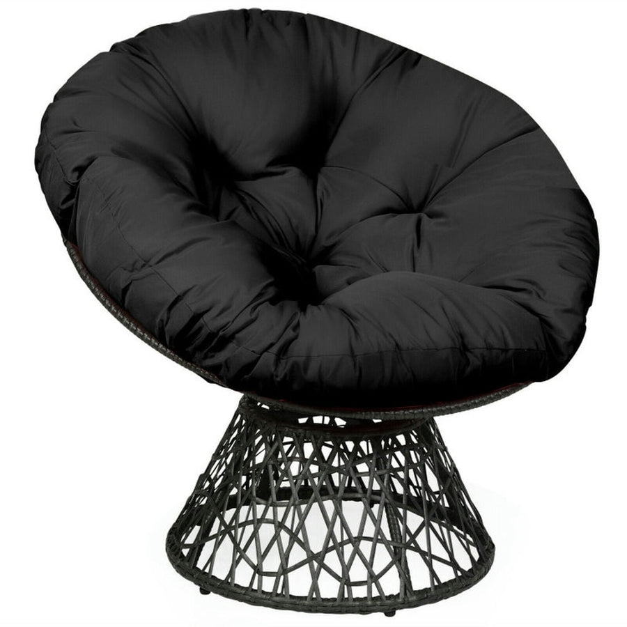 Hommoo Sofa Chair,Accent Chair, Rattan Papasan Chair Ergonomic 360-degree Swivel Soft Cushion Garden-Black Image 1