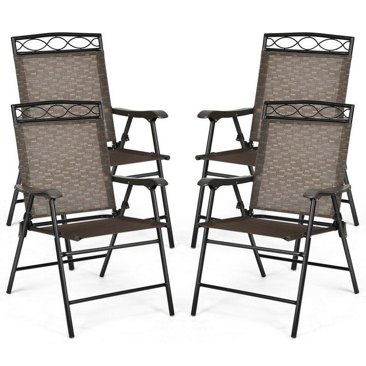 Hommoo Set of 4 Patio Folding Chairs, Outdoor Dining Chair for Outside Patio, All Weather, Porch, Garden, Poolside Image 3