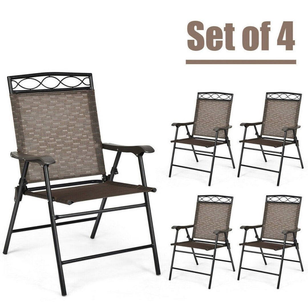 Hommoo Set of 4 Patio Folding Chairs, Outdoor Dining Chair for Outside Patio, All Weather, Porch, Garden, Poolside Image 5