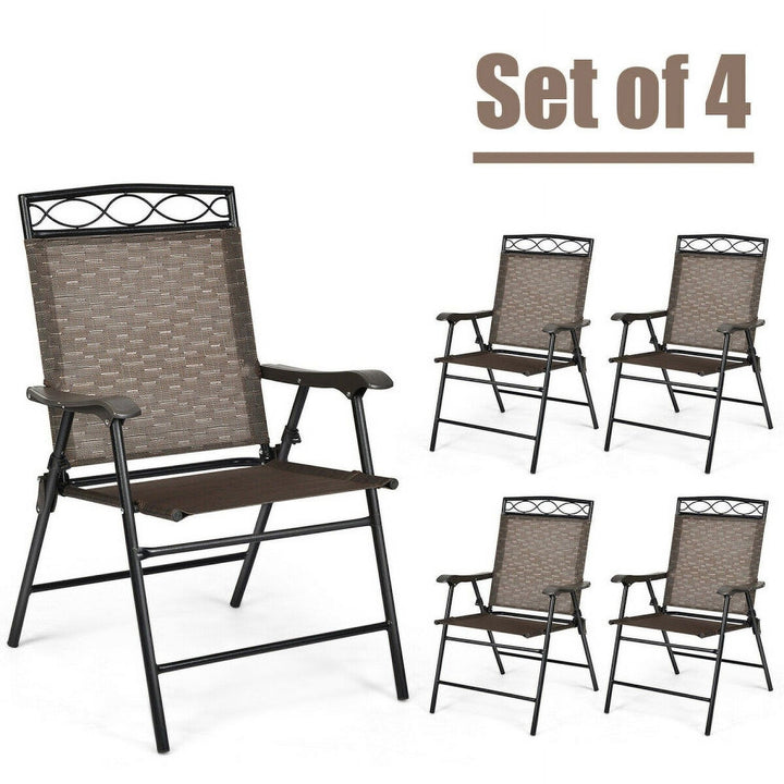 Hommoo Set of 4 Patio Folding Chairs, Outdoor Dining Chair for Outside Patio, All Weather, Porch, Garden, Poolside Image 5