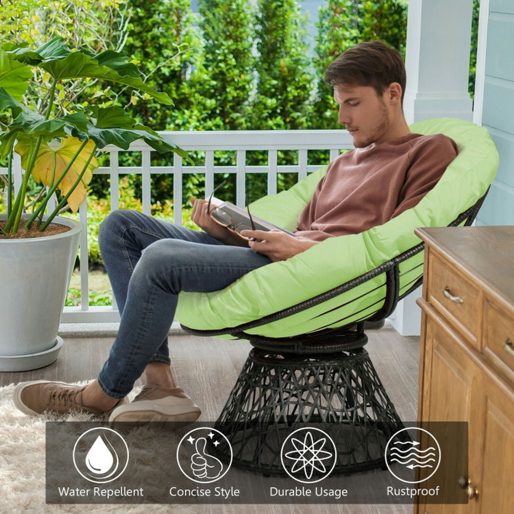 Hommoo Sofa Chair,Accent Chair, Rattan Papasan Chair Ergonomic 360-degree Swivel Soft Cushion Garden-Green Image 5