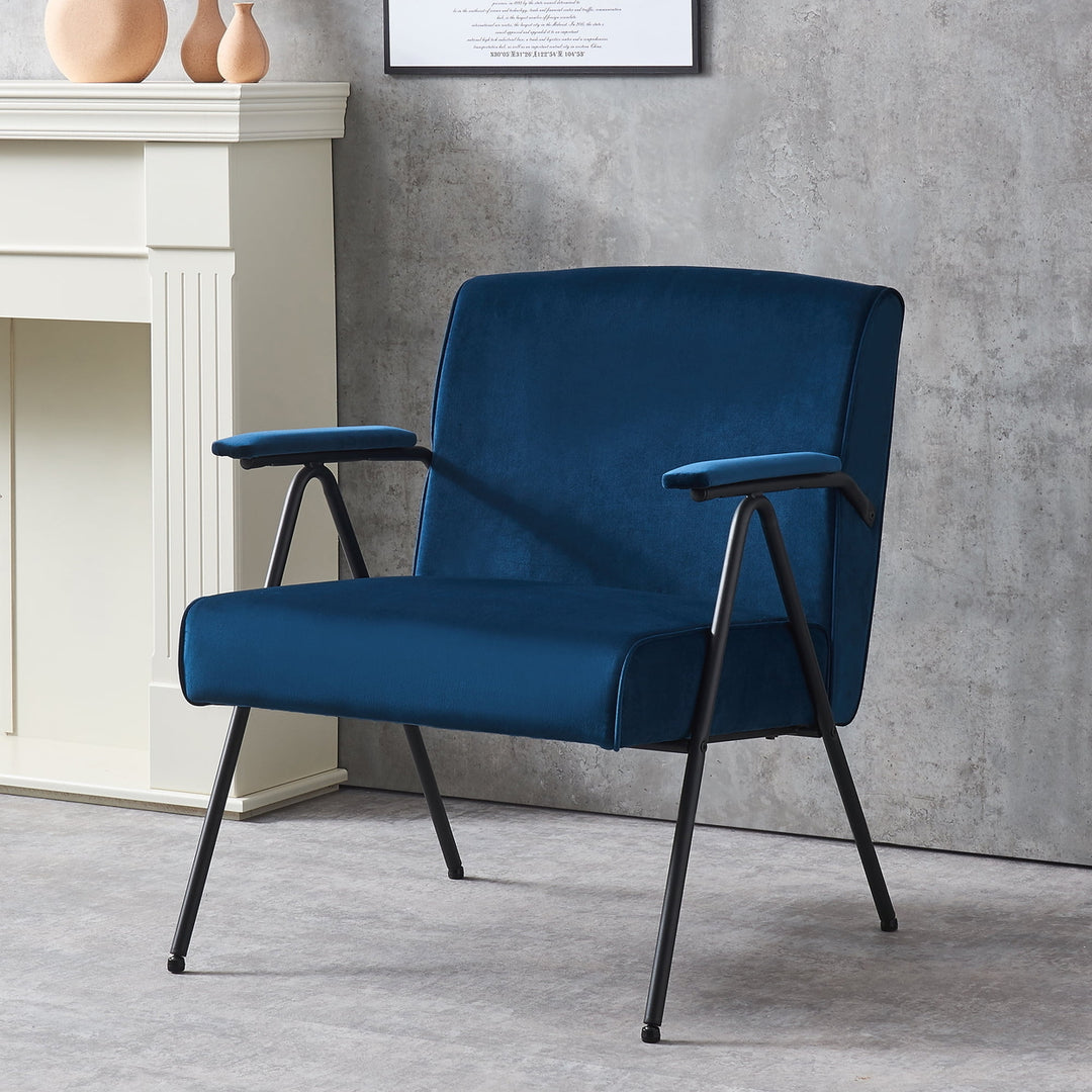 Hommoo Modern Fabric Accent Chair, Living Room Chair Armchair for Bedroom Office Waiting Room Blue Image 1