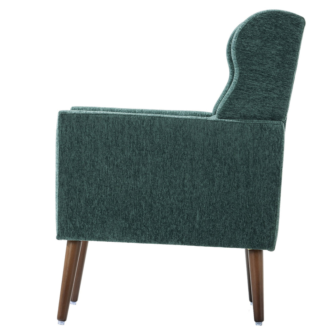 Hommoo Reading Arm Living Room Comfy Accent Chairs for Bedroom, Comfy Upholstered Single Sofa Blackish Green Image 3