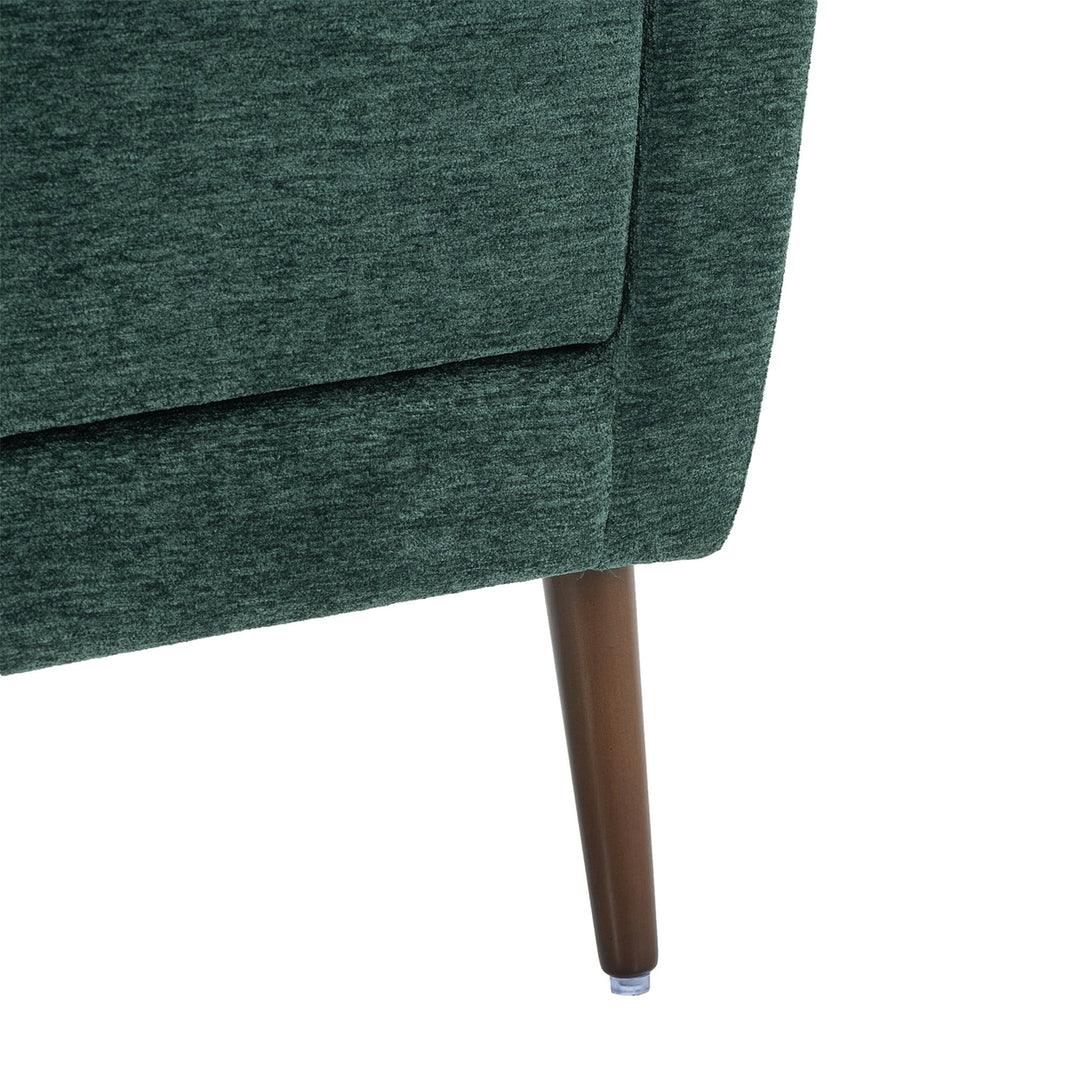 Hommoo Reading Arm Living Room Comfy Accent Chairs for Bedroom, Comfy Upholstered Single Sofa Blackish Green Image 5