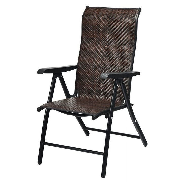 Hommoo Patio Rattan Folding Chair, Patio Folding Rattan Lounge Chair, Recliner Back Adjustable material Image 1