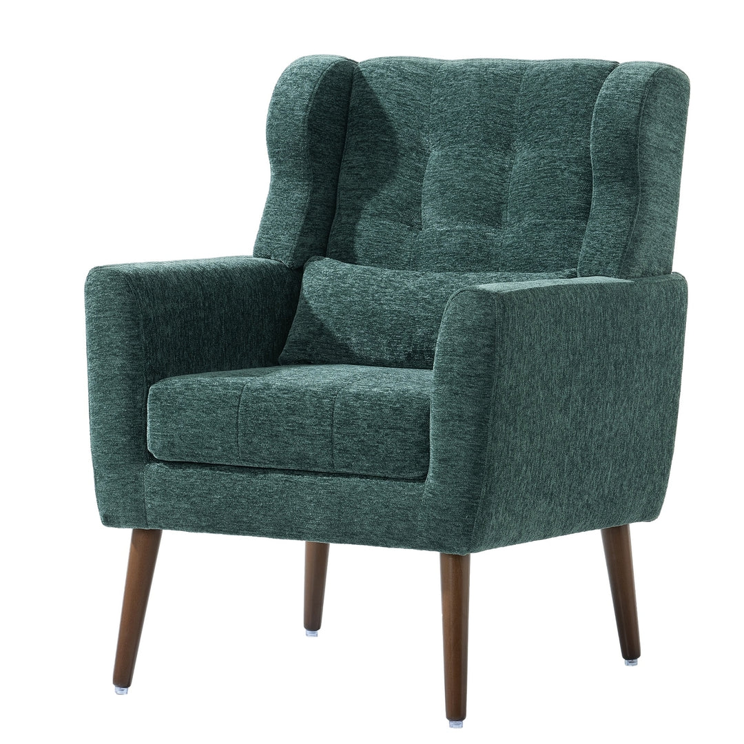 Hommoo Reading Arm Living Room Comfy Accent Chairs for Bedroom, Comfy Upholstered Single Sofa Blackish Green Image 7