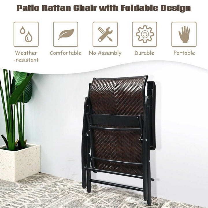 Hommoo Patio Rattan Folding Chair, Patio Folding Rattan Lounge Chair, Recliner Back Adjustable material Image 3