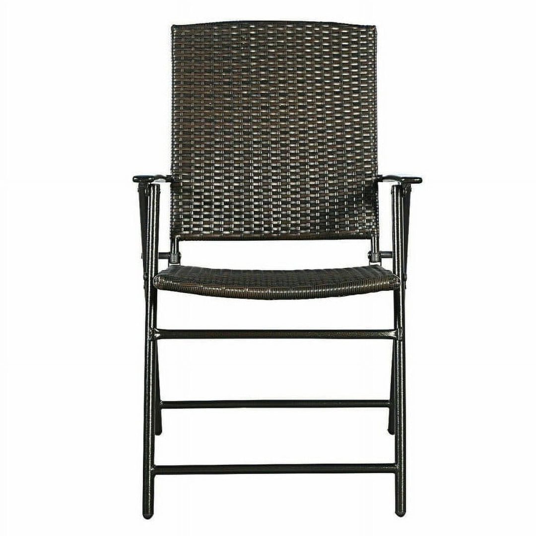 Hommoo Set of 4 Rattan Folding Chairs, Outdoor Dining Chair for Outside Patio, All Weather, Porch, Garden, Poolside Image 1