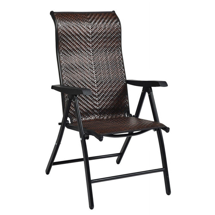 Hommoo 2 Pieces Patio Rattan Folding Reclining Chair, Outdoor Dining Chair for Outside Patio, All Weather, Porch, Image 6