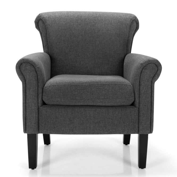 Hommoo Upholstered Fabric Accent Chair with Adjustable Foot Pads, Fabric Lazy Chair Large Accent Chair Pocket, Dark Gray Image 4