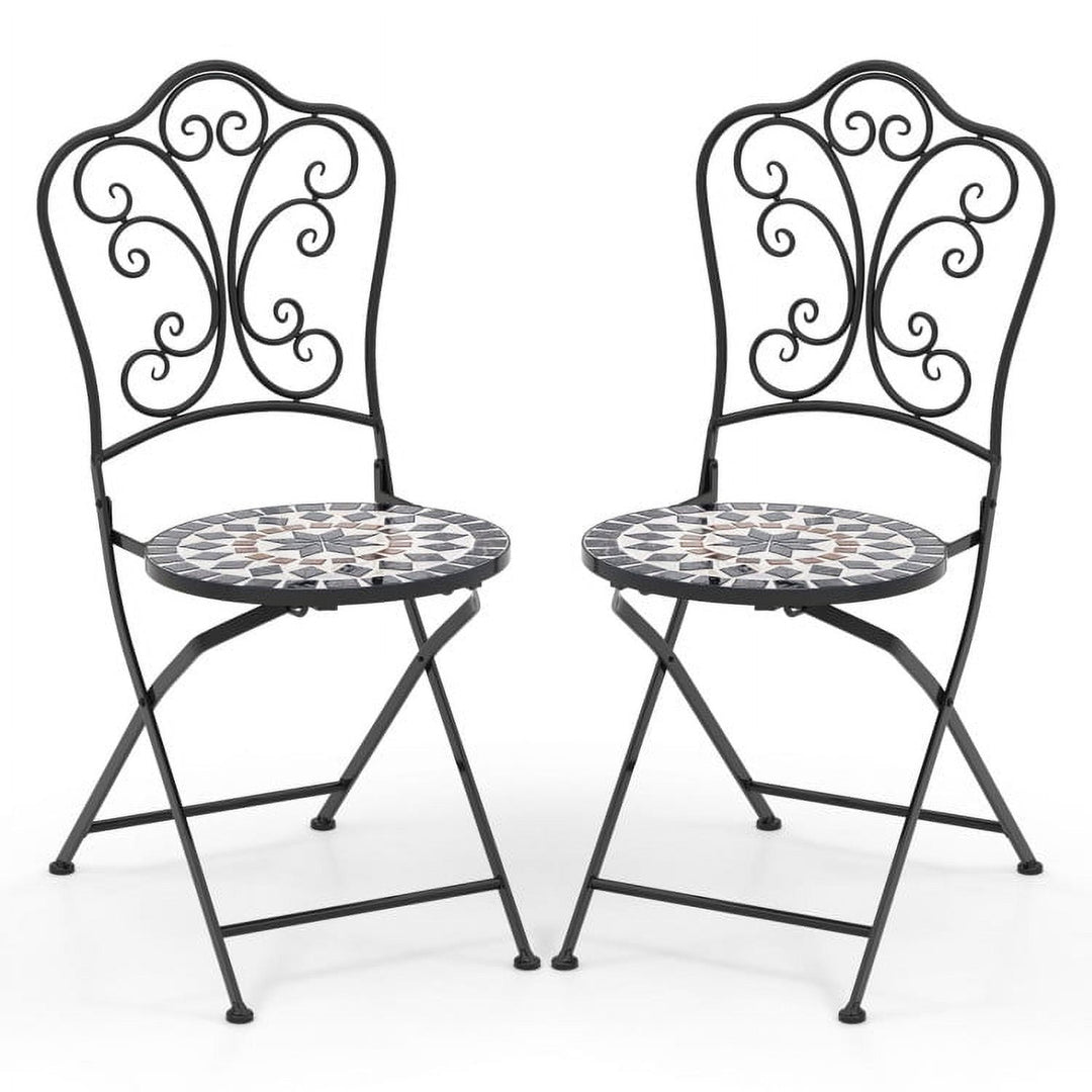 Hommoo Set of 2/4/6 Outdoor Folding Chairs with Breathable Seat-Set of 6, Outdoor Dining Chair for Patio Image 1