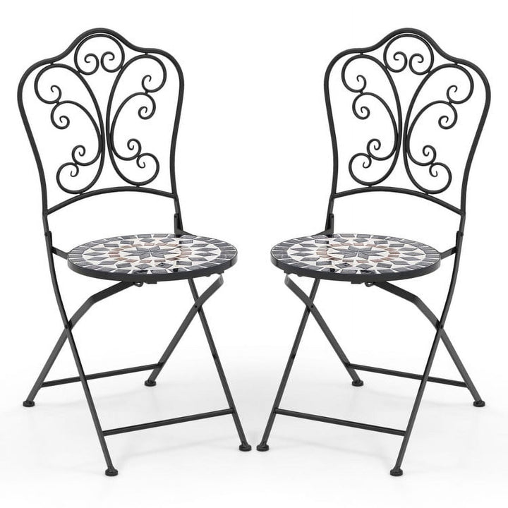 Hommoo Set of 2/4/6 Outdoor Folding Chairs with Breathable Seat-Set of 6, Outdoor Dining Chair for Patio Image 1