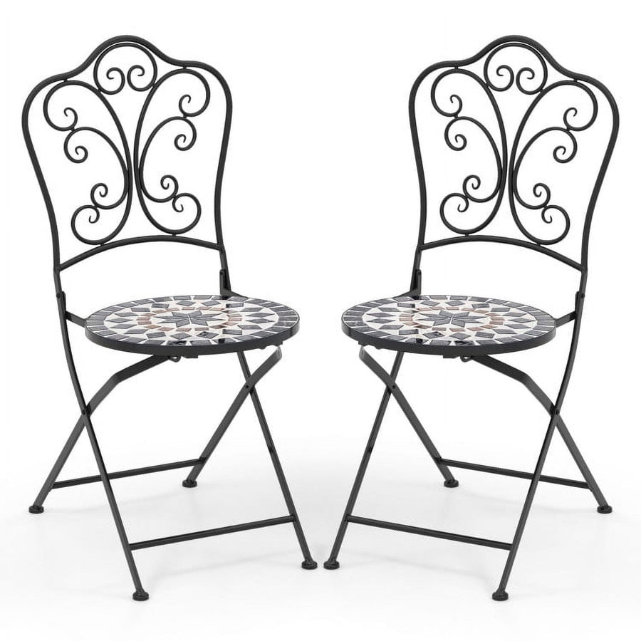 Hommoo Set of 2/4/6 Outdoor Folding Chairs with Breathable Seat-Set of 6, Outdoor Dining Chair for Patio Image 1