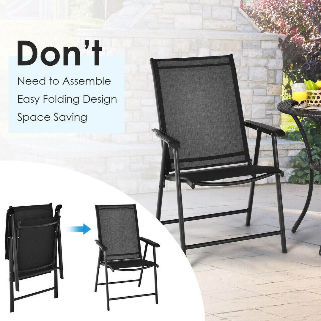 Hommoo Set of 2 Outdoor Patio Folding Chair with Ergonomic Armrests-Black, Outdoor Dining Chair for Outside Patio Image 3