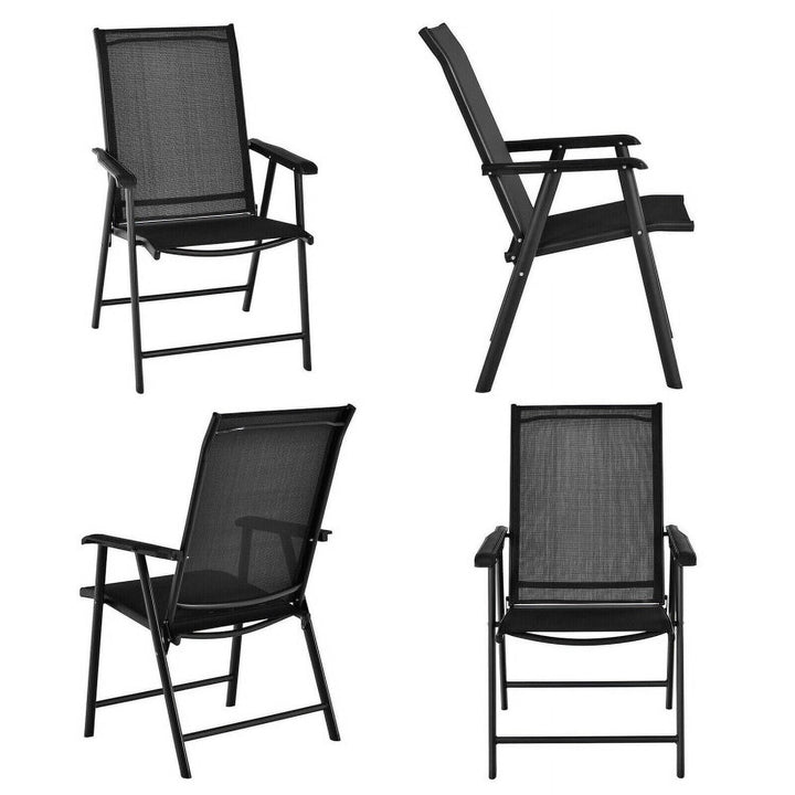 Hommoo Set of 2 Outdoor Patio Folding Chair with Ergonomic Armrests-Black, Outdoor Dining Chair for Outside Patio Image 5