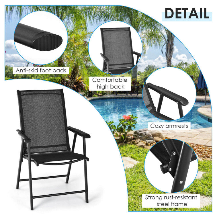 Hommoo Set of 2 Outdoor Patio Folding Chair with Ergonomic Armrests-Black, Outdoor Dining Chair for Outside Patio Image 7