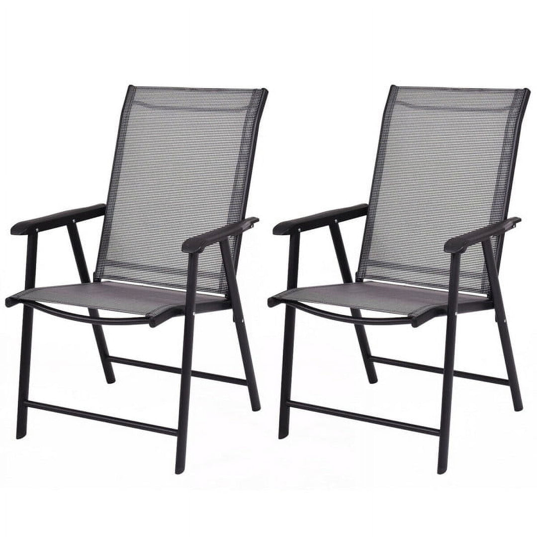 Hommoo Set of 2 Outdoor Patio Folding Chairs-Gray, Outdoor Dining Chair for Outside Patio, All Weather, Porch, Garden, Image 1