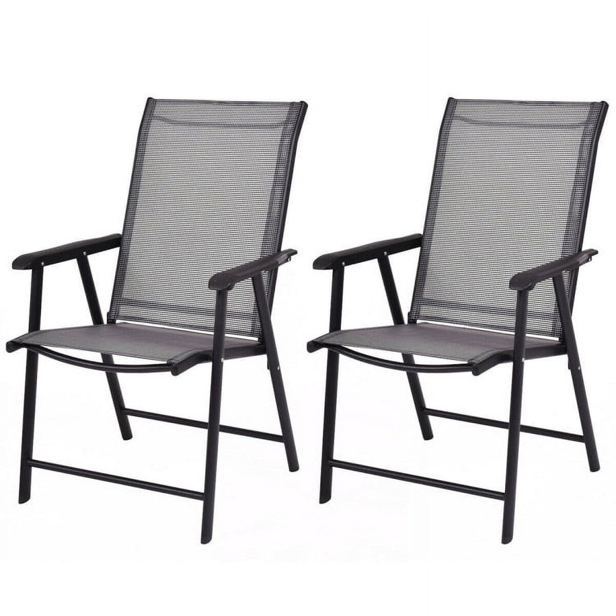 Hommoo Set of 2 Outdoor Patio Folding Chairs-Gray, Outdoor Dining Chair for Outside Patio, All Weather, Porch, Garden, Image 1