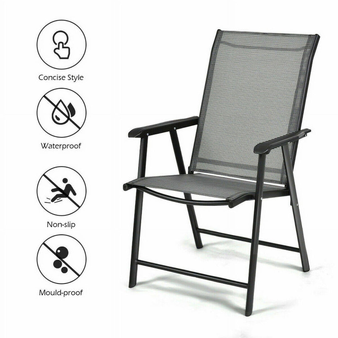 Hommoo Set of 2 Outdoor Patio Folding Chairs-Gray, Outdoor Dining Chair for Outside Patio, All Weather, Porch, Garden, Image 2