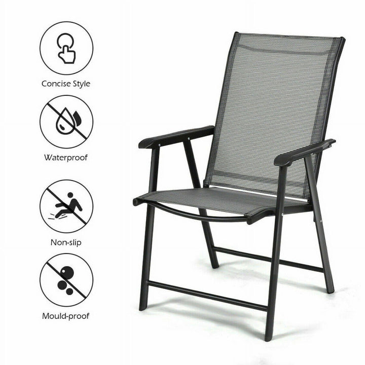 Hommoo Set of 2 Outdoor Patio Folding Chairs-Gray, Outdoor Dining Chair for Outside Patio, All Weather, Porch, Garden, Image 2