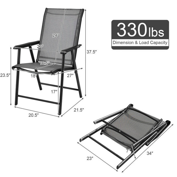 Hommoo Set of 2 Outdoor Patio Folding Chairs-Gray, Outdoor Dining Chair for Outside Patio, All Weather, Porch, Garden, Image 4