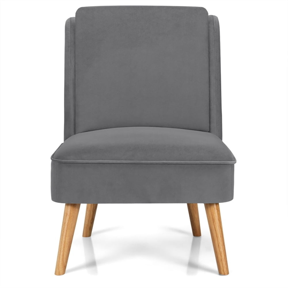 Hommoo Armless Accent Chair, Wingback Sofa Chair,Reading Chair,Velvet Accent Armless Side Chair with Rubber Wood Legs Image 1