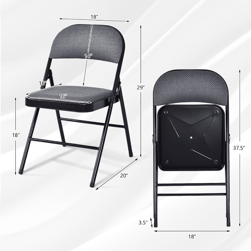 Hommoo 2 PCS Folding Chair Set with Upholstered Seat and Fabric Covered Backrest Image 5