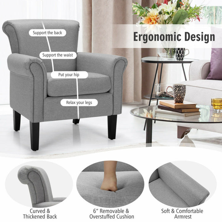 Hommoo Lounge Chair, Accent Armchair Leisure Chair,Accent Sofa Chair,Upholstered Fabric Accent Chair with Adjustable Image 5