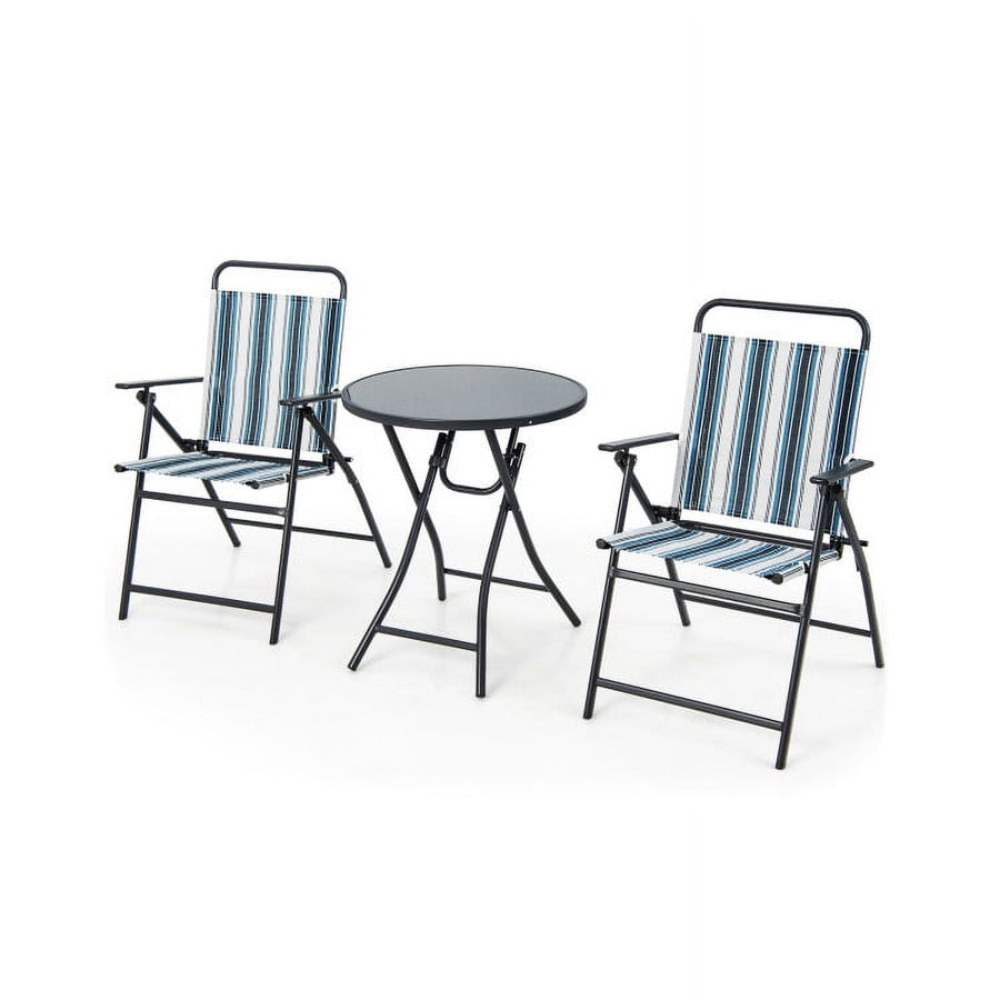 Hommoo 3 Pieces Outdoor Folding Chair Set Portable Folding Chair Set, Outdoor Dining Chair for Outside Patio Image 1