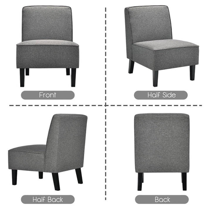 Hommoo Armless Accent Chair, Wingback Sofa Chair,Reading Chair,Single Fabric Modern Armless Accent Sofa Chair with Image 3