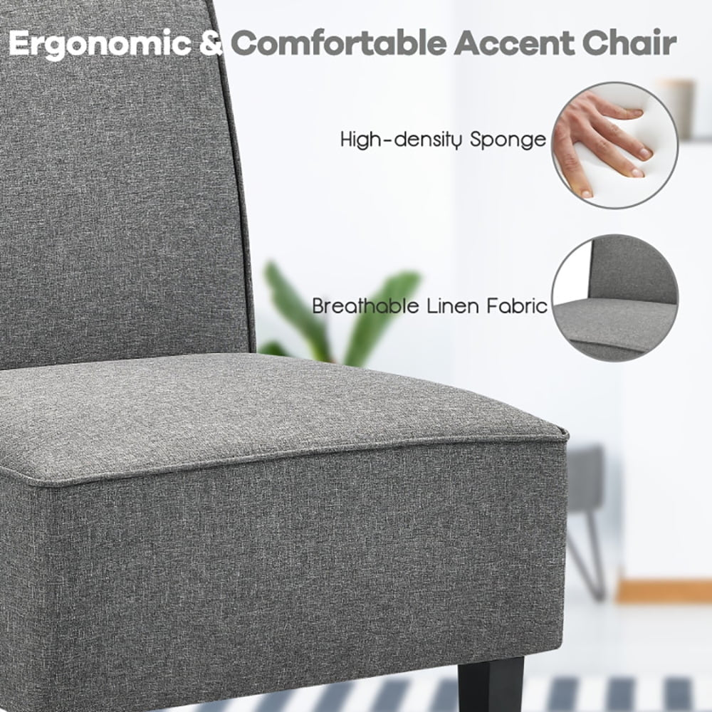 Hommoo Armless Accent Chair, Wingback Sofa Chair,Reading Chair,Single Fabric Modern Armless Accent Sofa Chair with Image 5