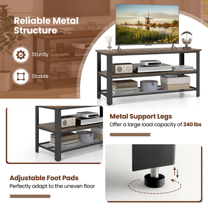 TV Stand for TVs up to 50 Inches 3-Tier Entertainment Center Image 5