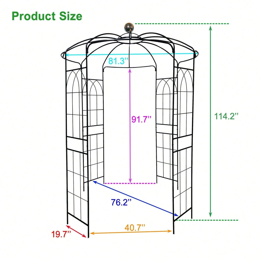 "Metal Garden Arch Iron Garden Arbors Gazebo For Wedding Ceremony Outdoor Black" Image 6