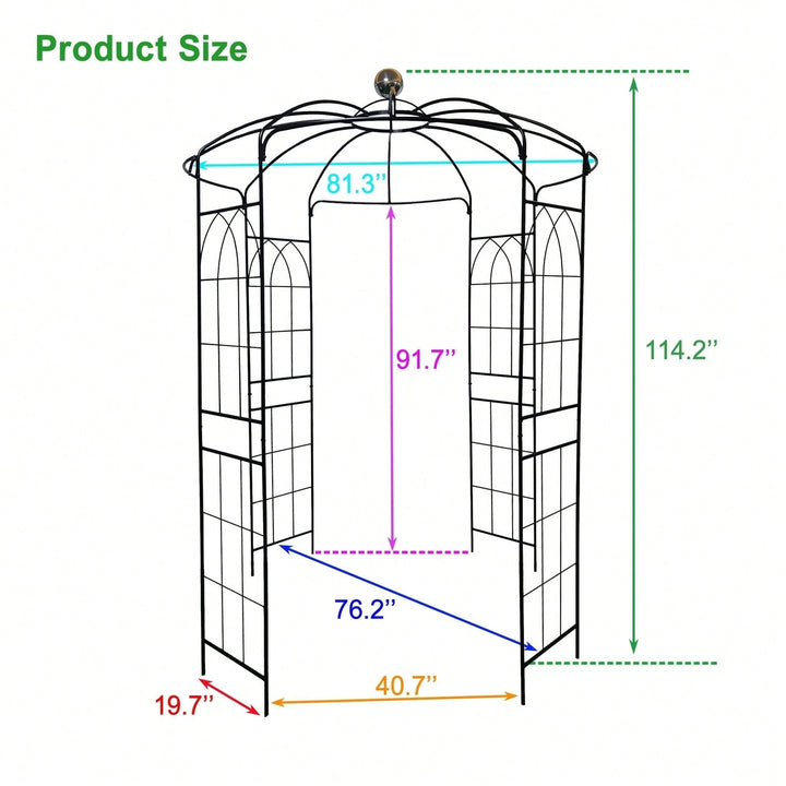 "Metal Garden Arch Iron Garden Arbors Gazebo For Wedding Ceremony Outdoor Black" Image 6