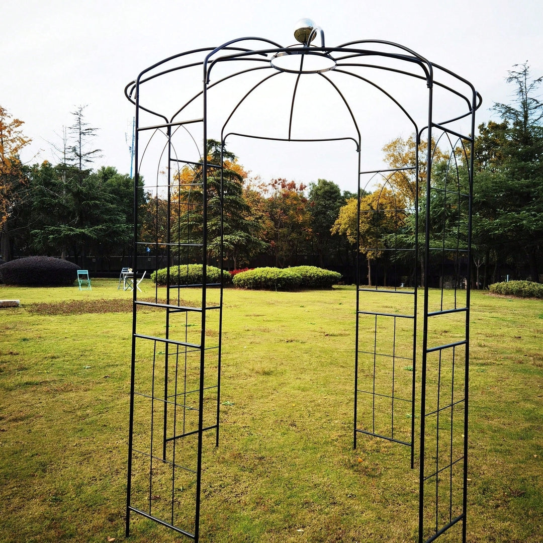 "Metal Garden Arch Iron Garden Arbors Gazebo For Wedding Ceremony Outdoor Black" Image 8