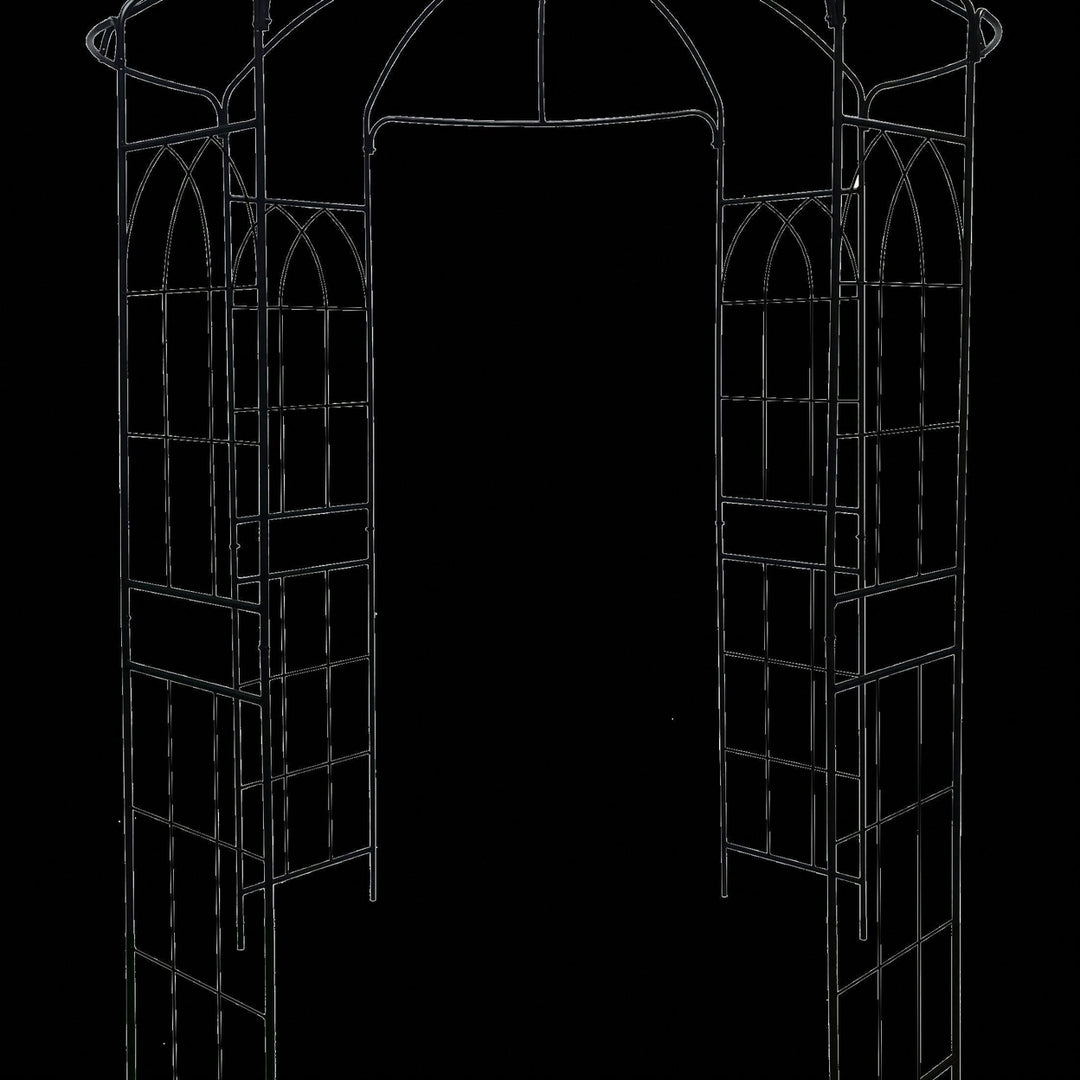 "Metal Garden Arch Iron Garden Arbors Gazebo For Wedding Ceremony Outdoor Black" Image 9