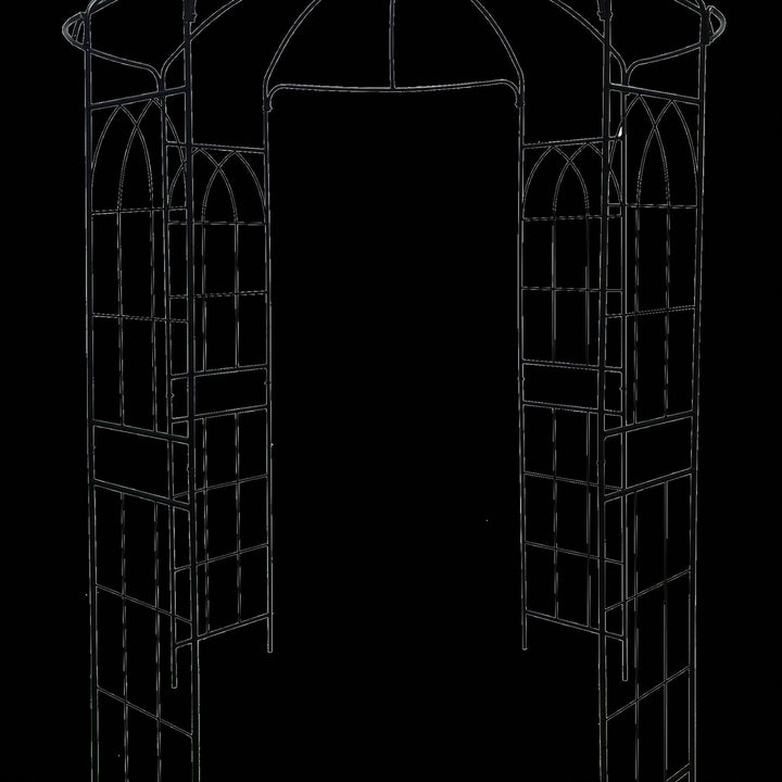 "Metal Garden Arch Iron Garden Arbors Gazebo For Wedding Ceremony Outdoor Black" Image 9