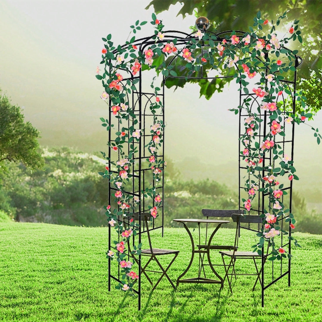 "Metal Garden Arch Iron Garden Arbors Gazebo For Wedding Ceremony Outdoor Black" Image 10