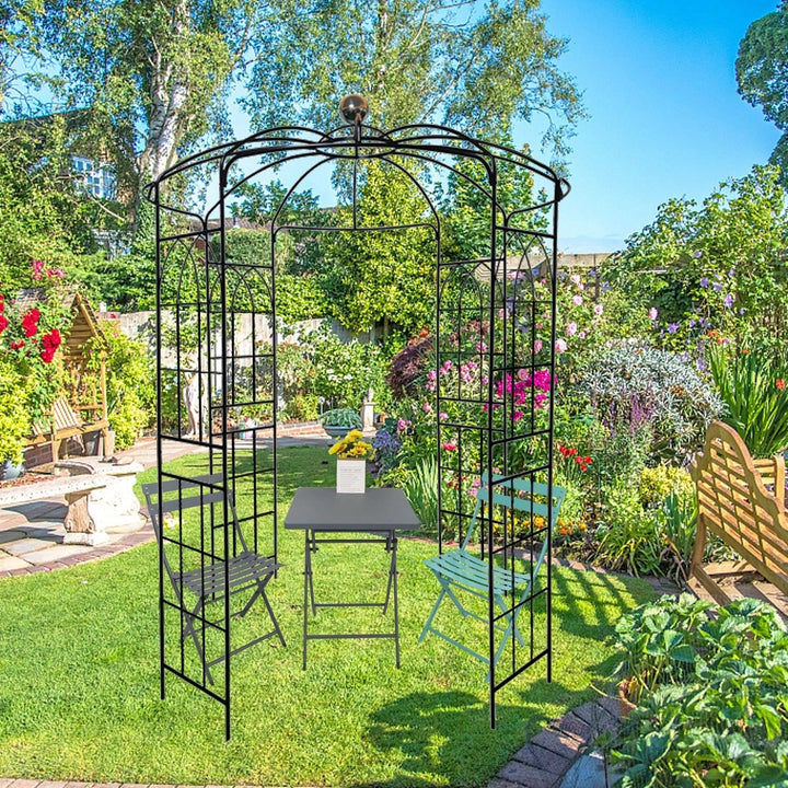 "Metal Garden Arch Iron Garden Arbors Gazebo For Wedding Ceremony Outdoor Black" Image 11