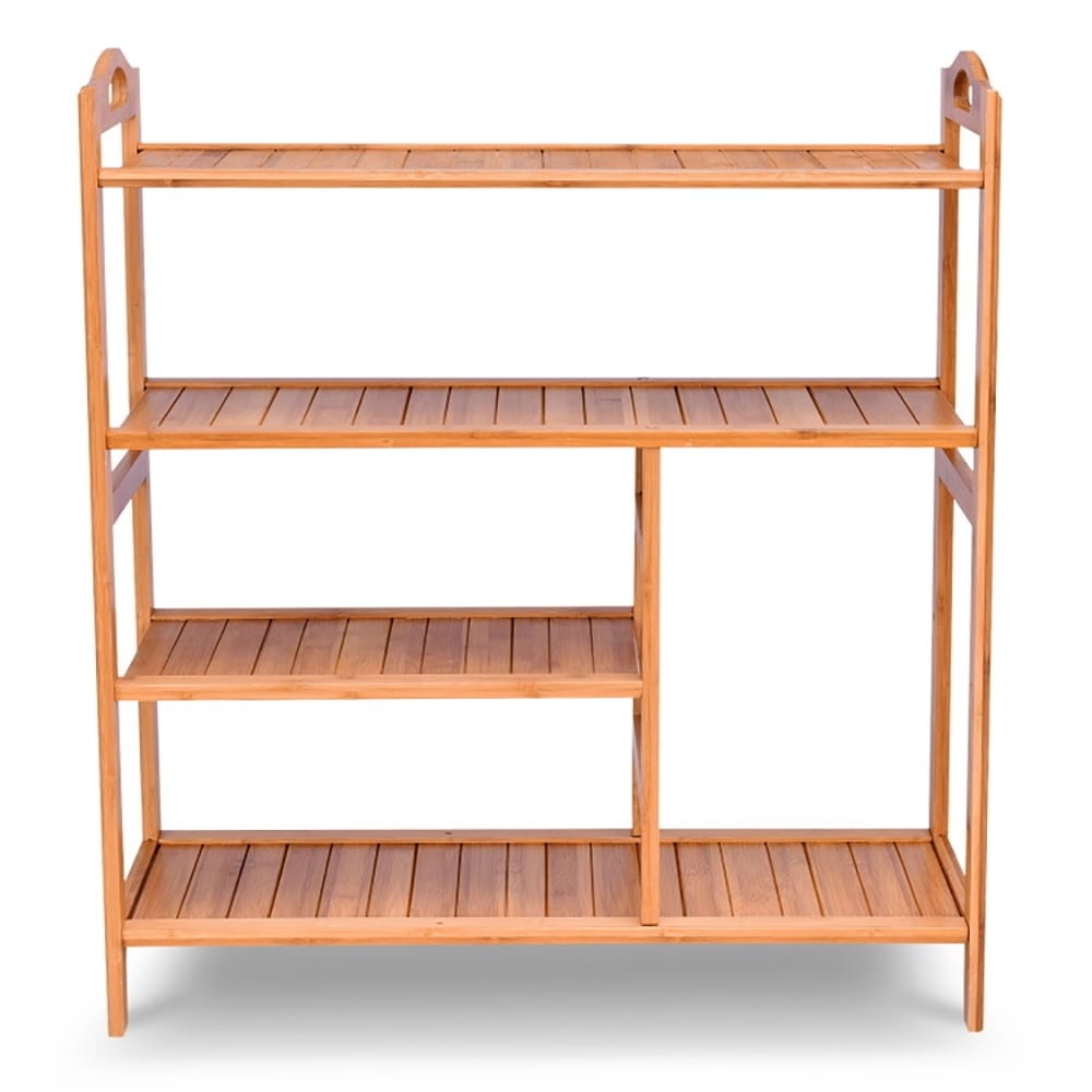 Hommoo 4 Tiers Multifunction Bamboo Storage Shoe Rack for Entryway Hallway, Space-Saving Shoe Rack Organizer for Closet Image 1