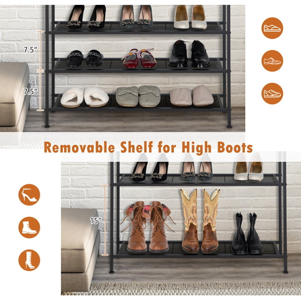 Hommoo Industrial Adjustable 5-Tier Metal Shoe Rack with 4 Shelves for 16-20 Pairs, Space-Saving Shoe Rack Organizer for Image 6