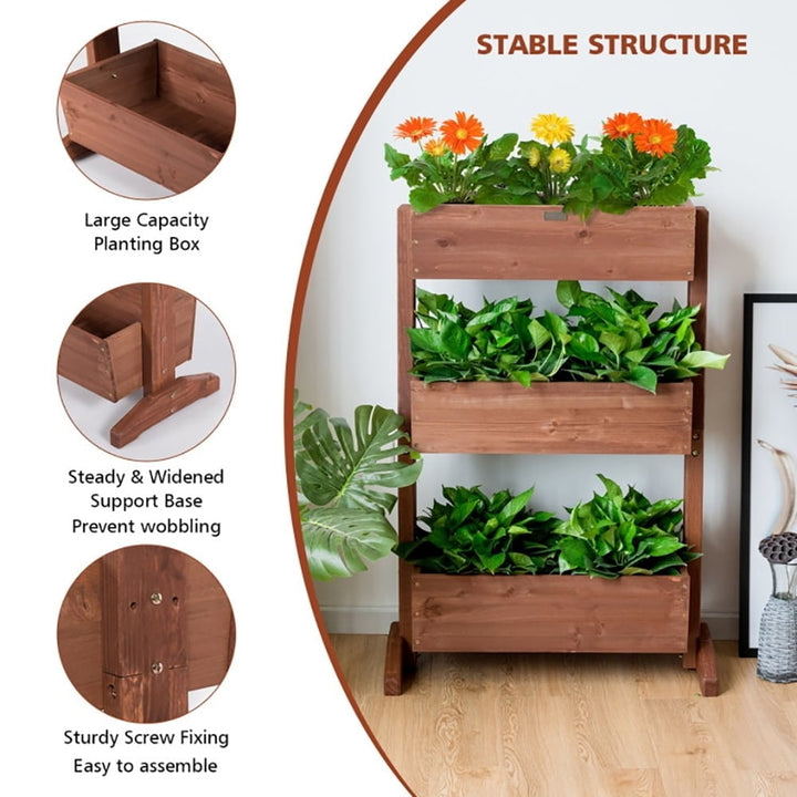 Hommoo Raised Planter Stand, Large Space Flower Rack Shelf, 3-Tier Raised Garden Bed with Detachable Ladder and Image 2